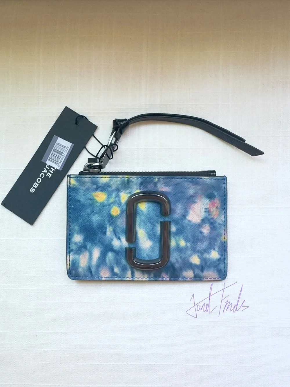 NWT 🌌 Marc Jacobs The Snapshot Logo Top Zip Blue Multi Card Wallet